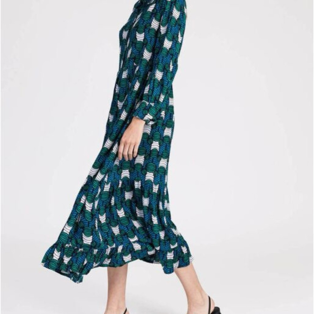 ANNA KAY Blue Pleated Sundress with Bishop Sleeves